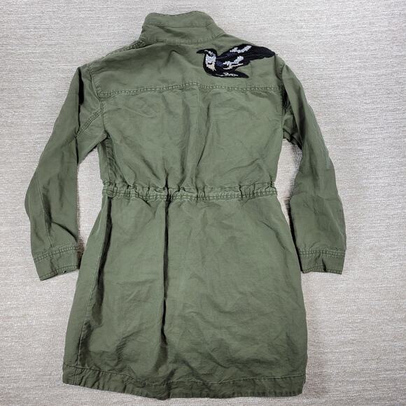 Cabi Bird Utility Jacket Women’s XXS Green Linen Sequin Appliqué Military Parka - Picture 8 of 16